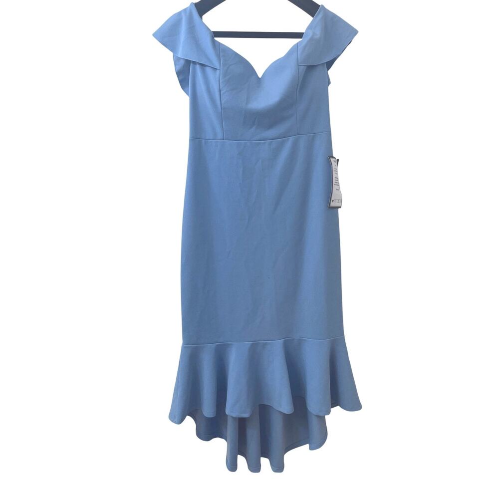 Emerald Sundae Blue Ruffled Midi-Dress - Large